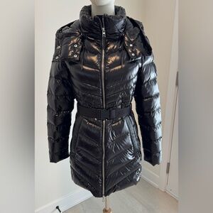 New in Box - RUDSAK Shiny Black Belted Puffer Coat